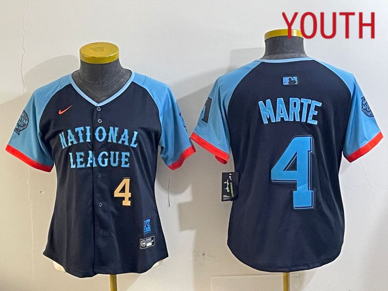 Youth Arizona Diamondback #4 Marte Blue All star 2024 Nike MLB Jersey style 4